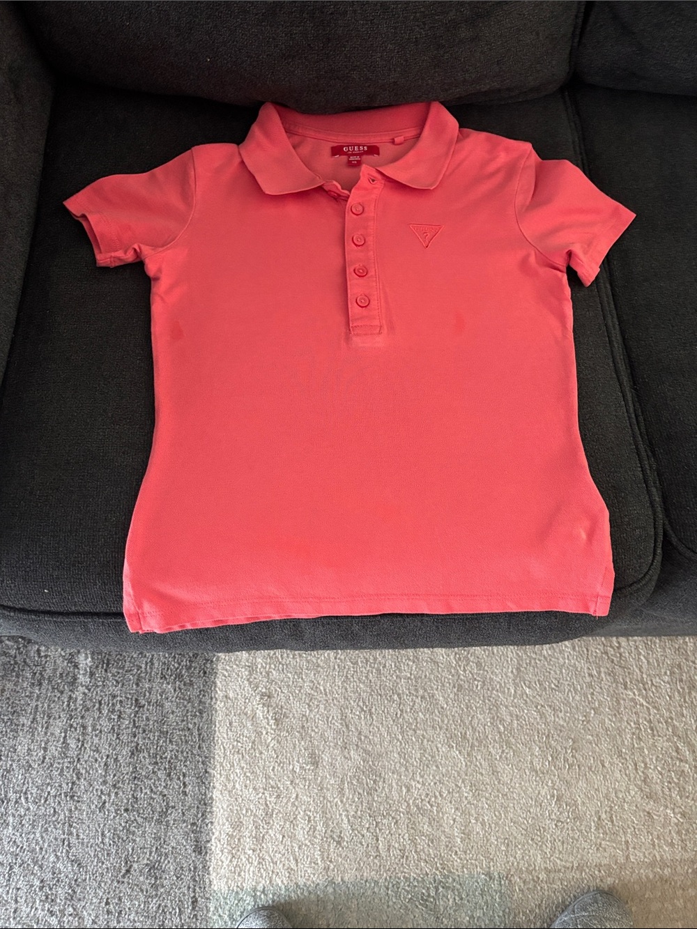 GUESS Coral Pink Polo Top